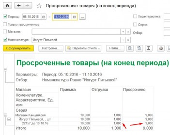 Просрочка в 1С Розница