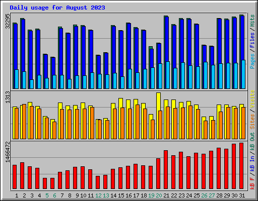 Daily usage for August 2023